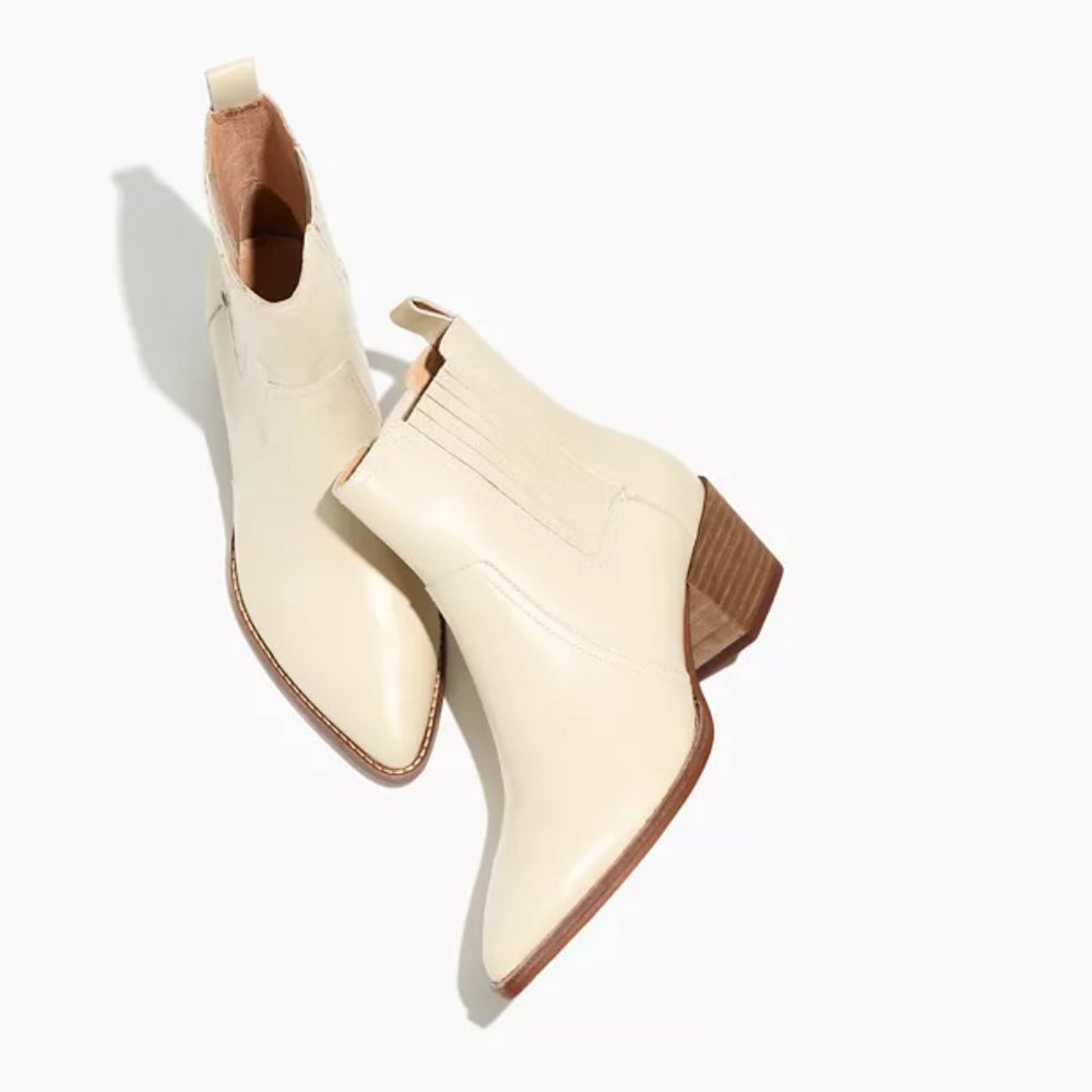 NIB MADEWELL White Leather Western Chelsea Boot Size 10